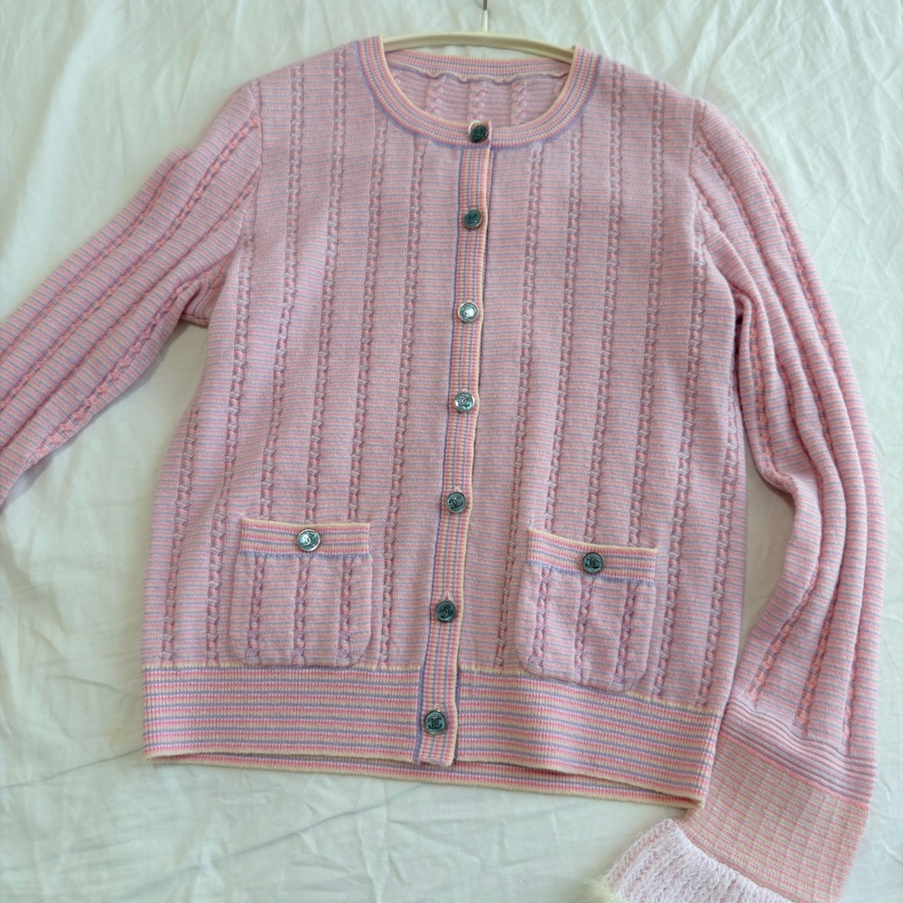 CHANEL Pink Textured Cardigan